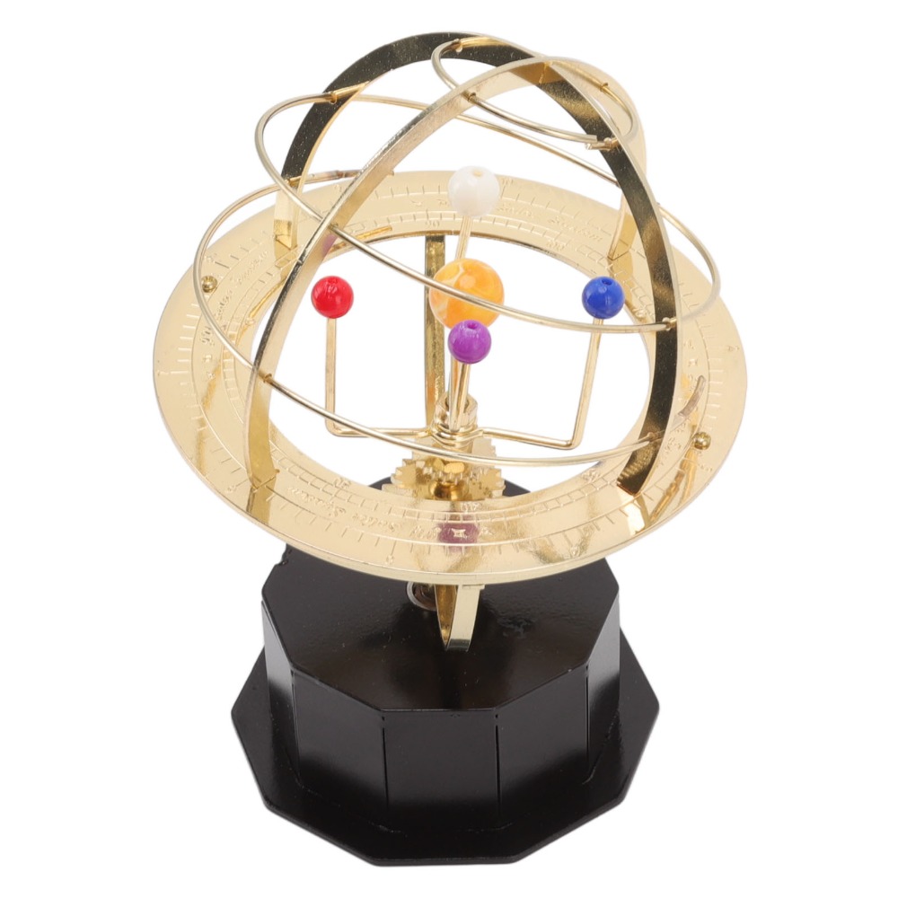 Solar System Orrery - Gouden IJzeren Zonnestelselmodel Draaibaar 11x16cm Metalen