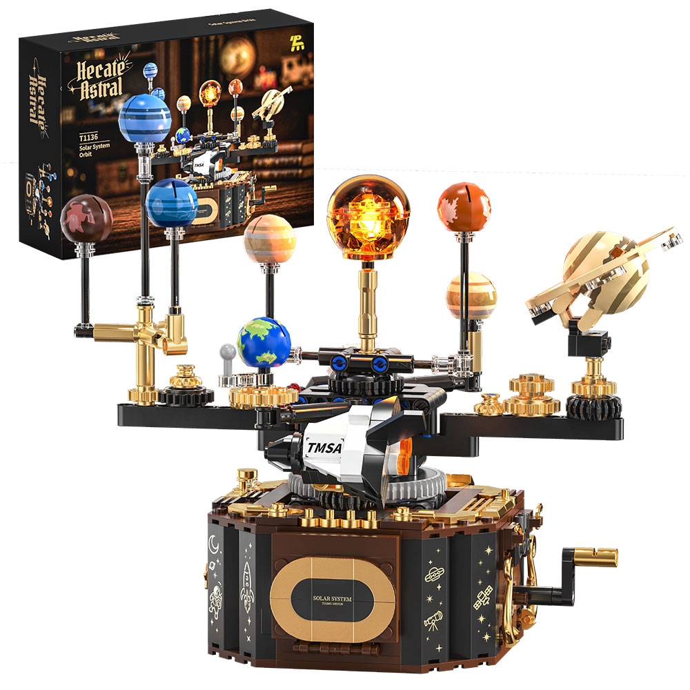 Solar System Orrery - Mechanisch zonnestelsel Orrery bouwstenen Planeet Globe